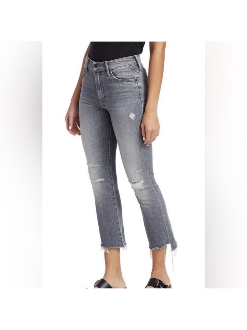 Mother The Insider Crop Step Fray Jeans in Ace Of Spades